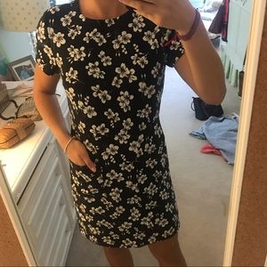 Black floral shift dress